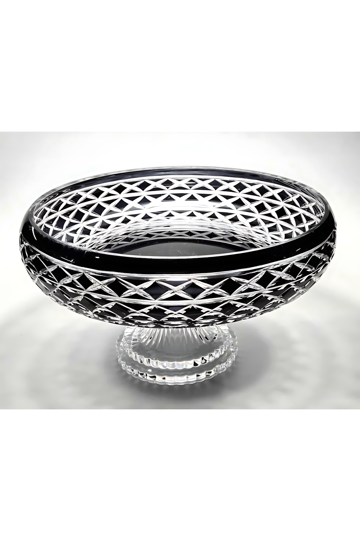 El Yapımı Kristal Dekoratif Bodrum Oval Desen 28 Cm Sunumluk Sofra Sunum Kasesi