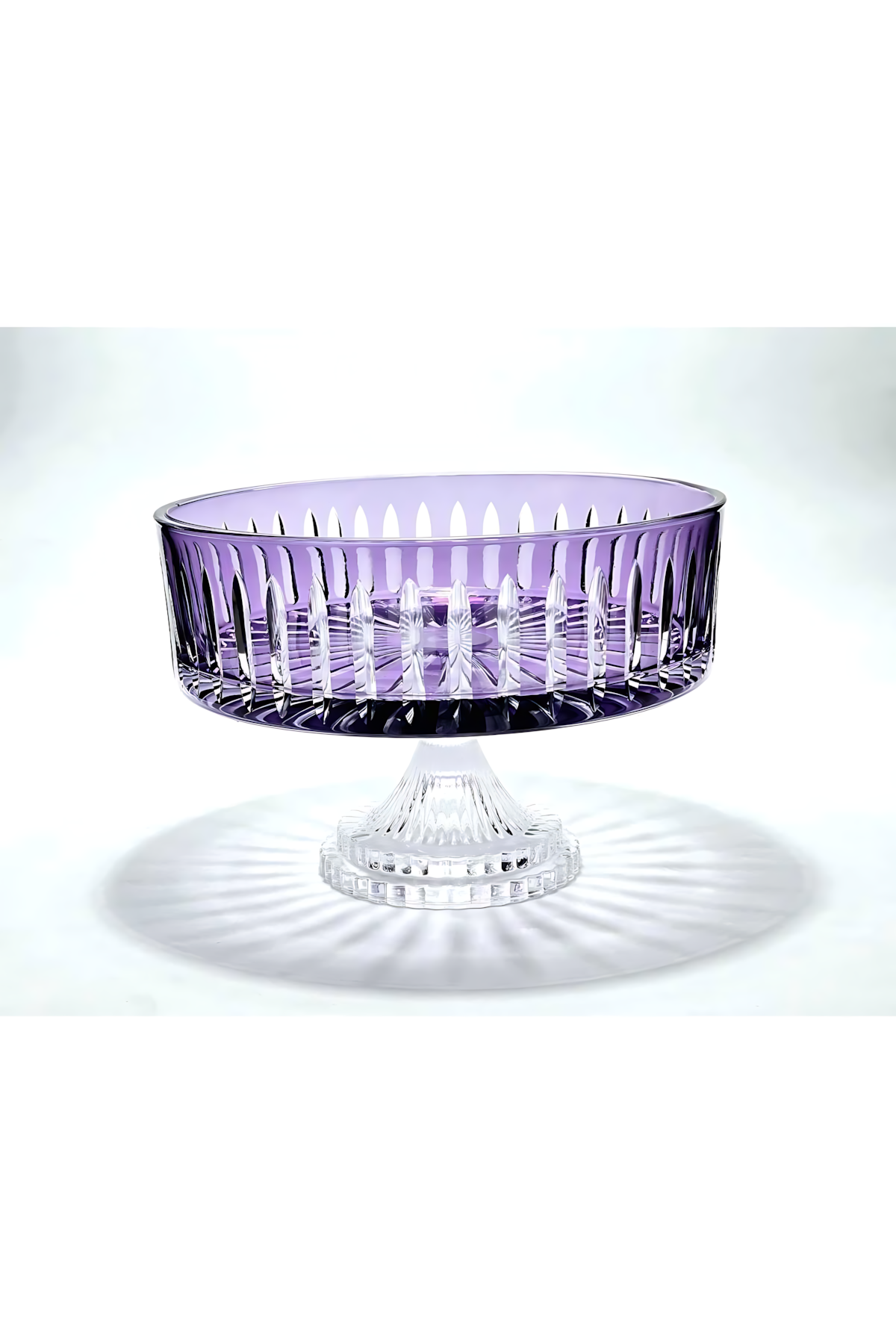 El Yapımı Kristal Dekoratif Sofra Kase Sunumluk Meyvelik 25cm Vertical Desen