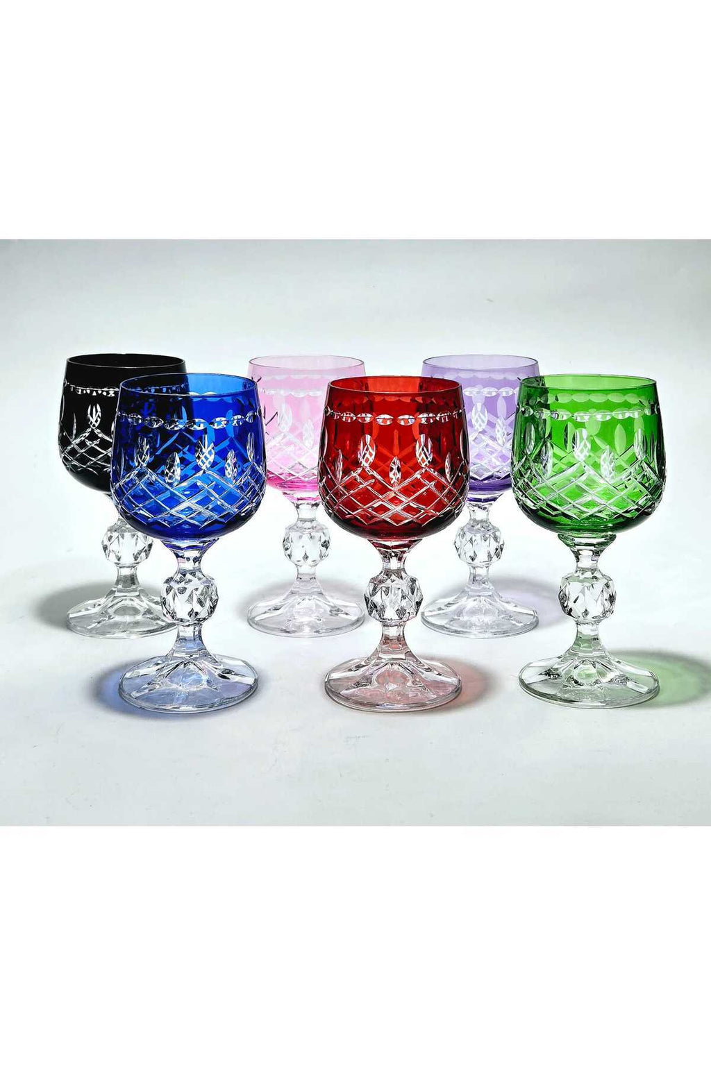 El Yapımı Kristal Dekoratif 6'lı Bohemia Kristal 150ml Lüks Kahve Yanı Su Bardağı Royal Desen
