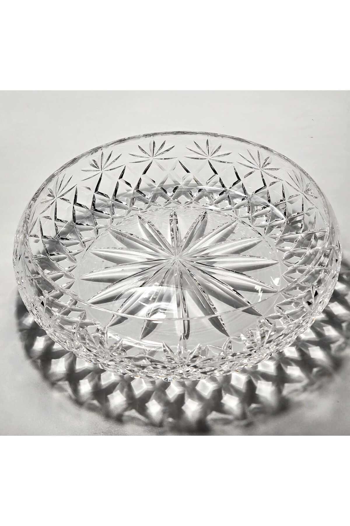 El Yapımı Kristal Dekoratif Palm Desenli 28 Cm Sunumluk Kase