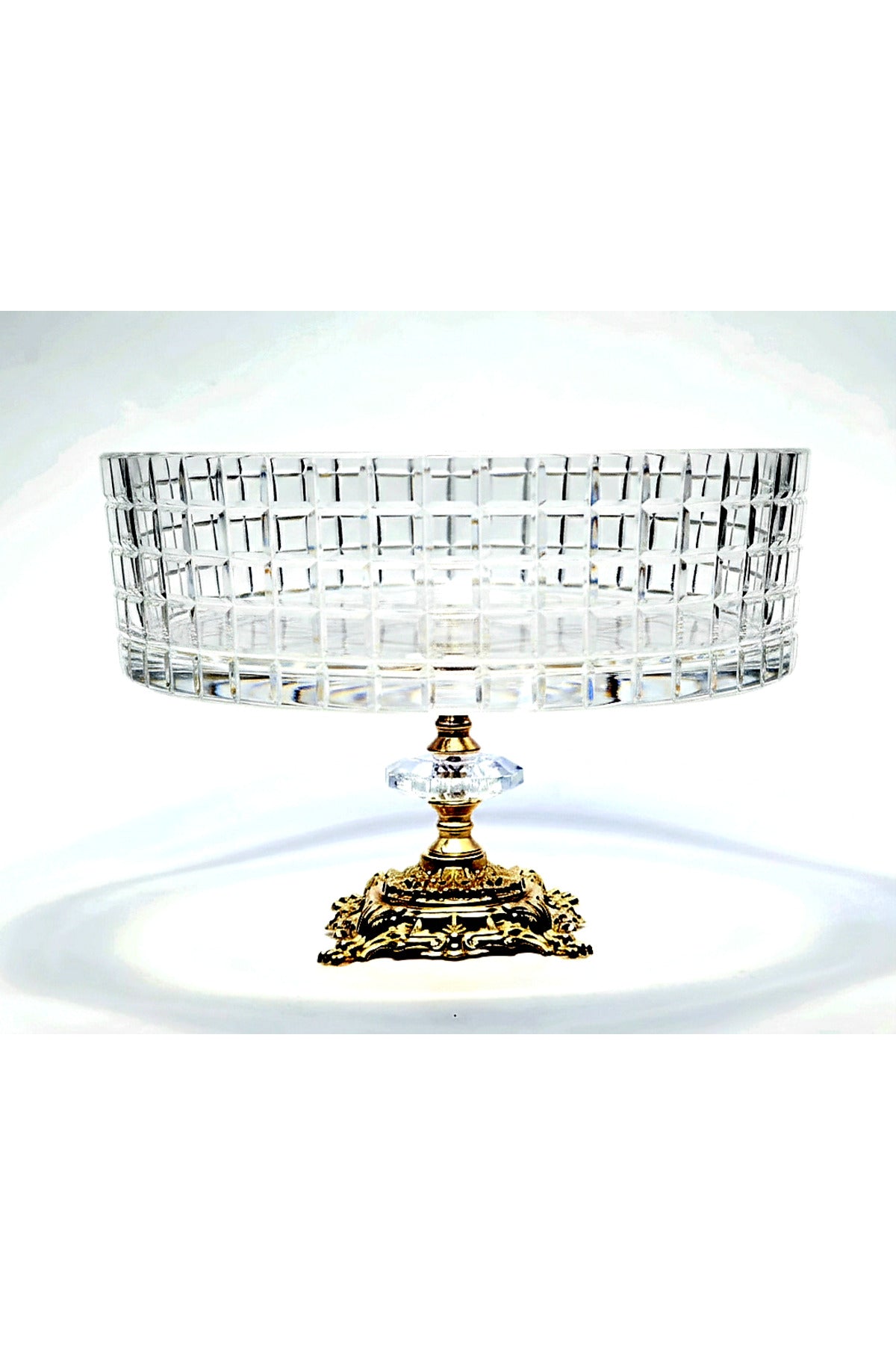 El Yapımı Kristal Dekoratif 25cm Meyvelik Sunumluk Kase El İşçiliği Aspendos Model