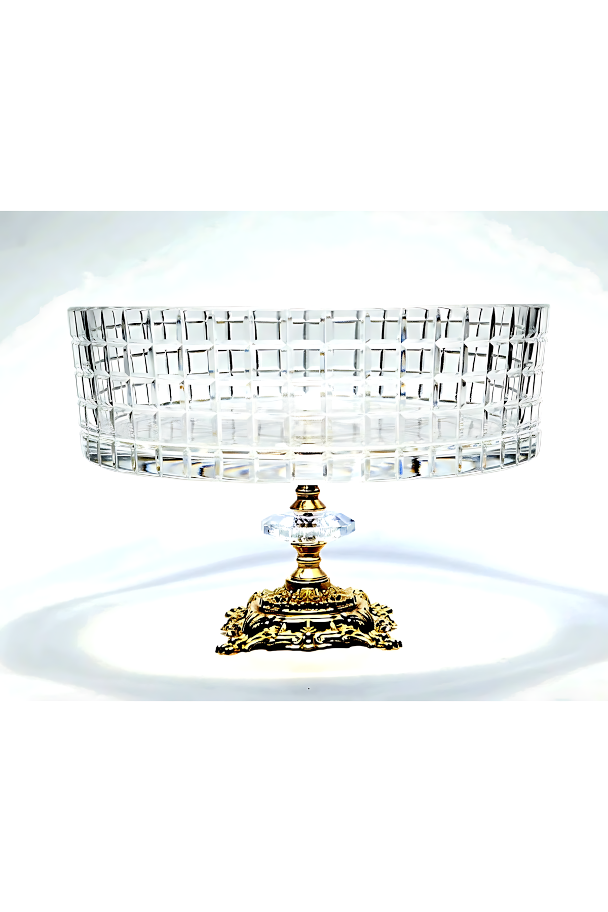 El Yapımı Kristal Dekoratif 25cm Meyvelik Sunumluk Kase El İşçiliği Aspendos Model