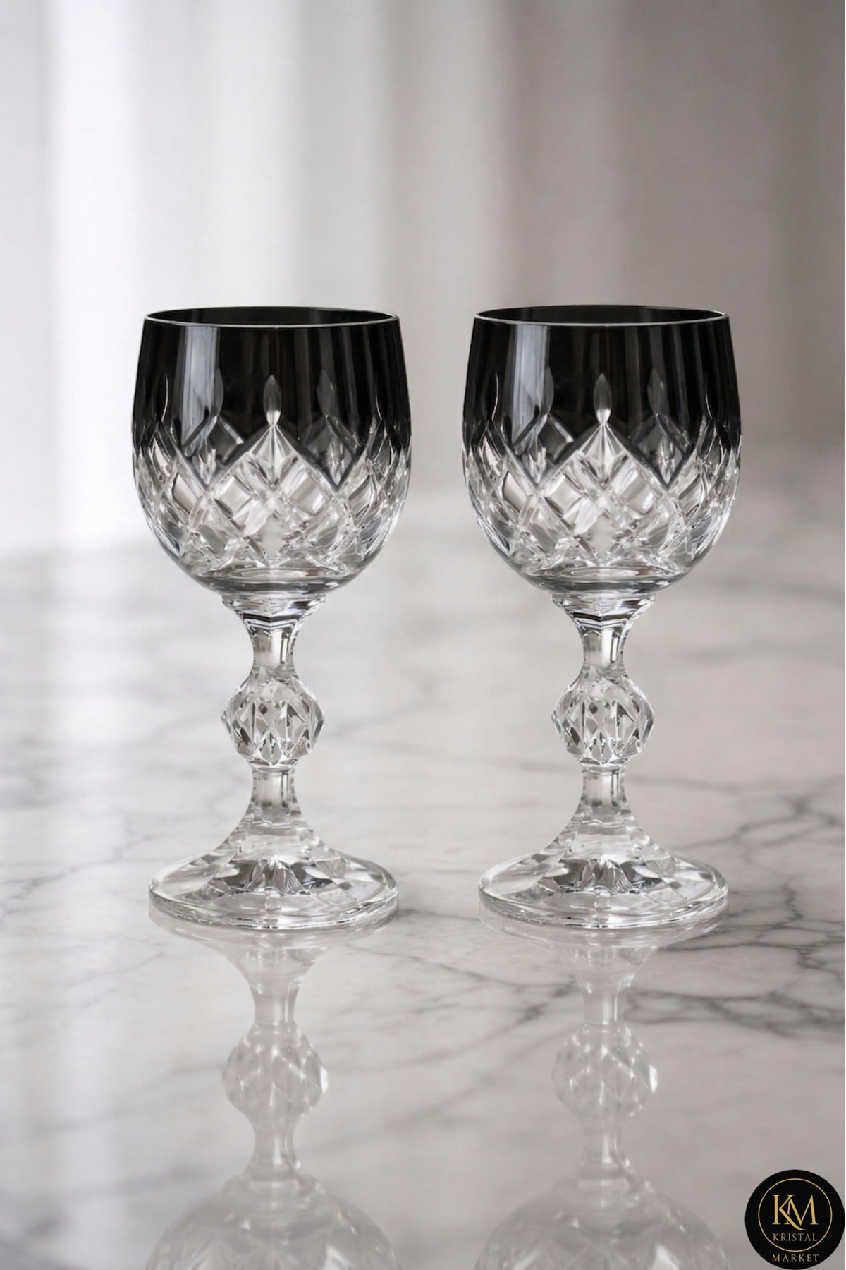 El Yapımı Kristal Dekoratif Renkli Bohemia Kristal Damla Lüks Ayaklı Kadeh Kahve Yanı Su Bardağı 150ml