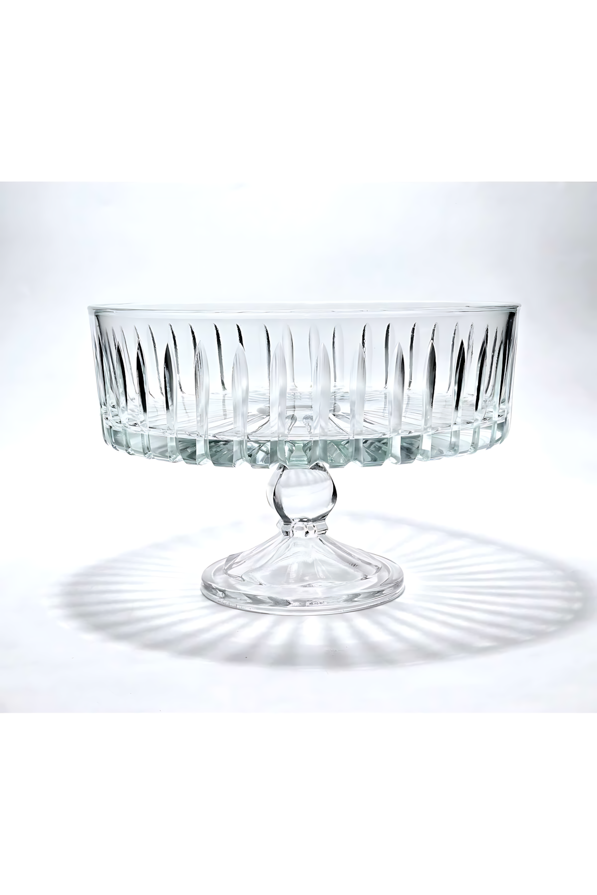 El Yapımı Kristal Dekoratif Sofra Kase Sunumluk Meyvelik 25cm Vertical Desen