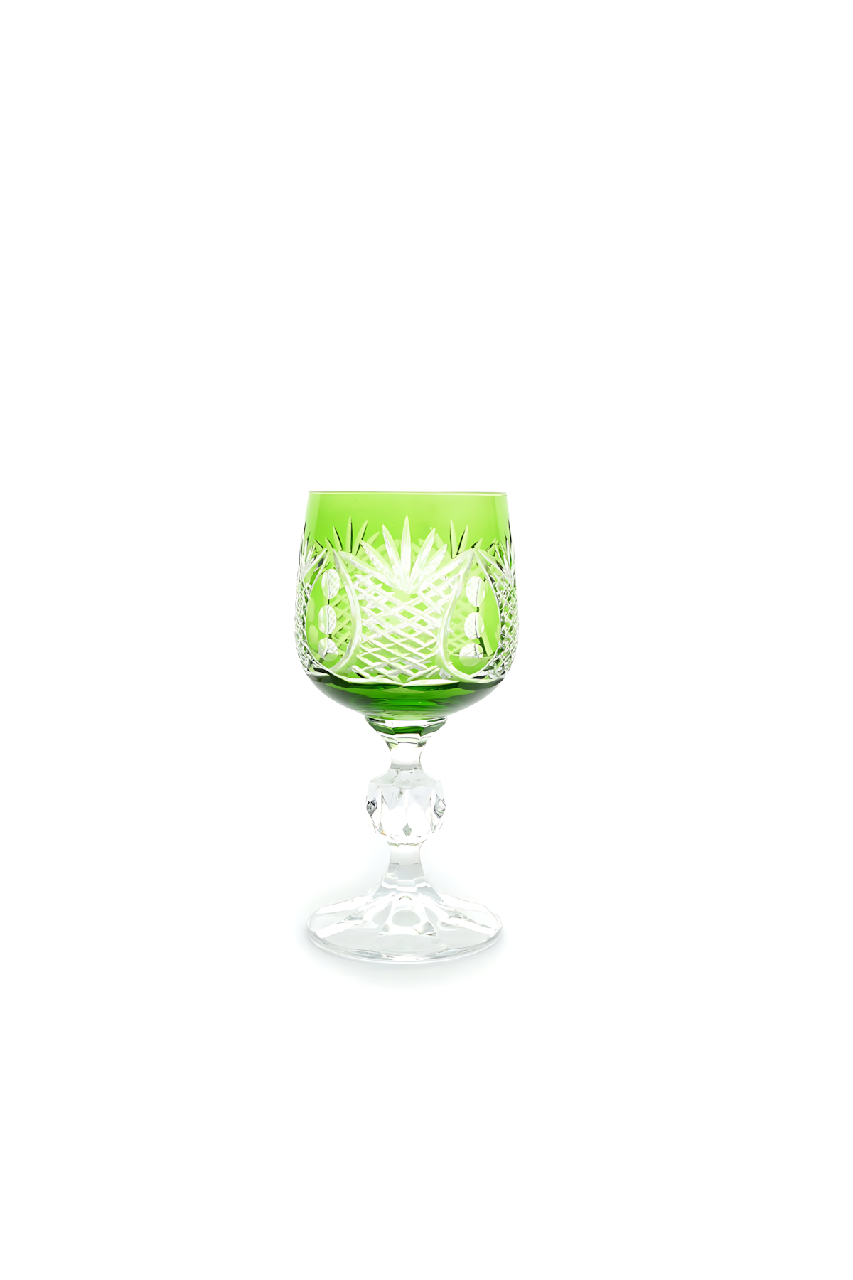 El Yapımı Kristal Dekoratif Bohemia Kristal 6 Parça Ananas Desenli Kristal Ayaklı Bardak 150ml