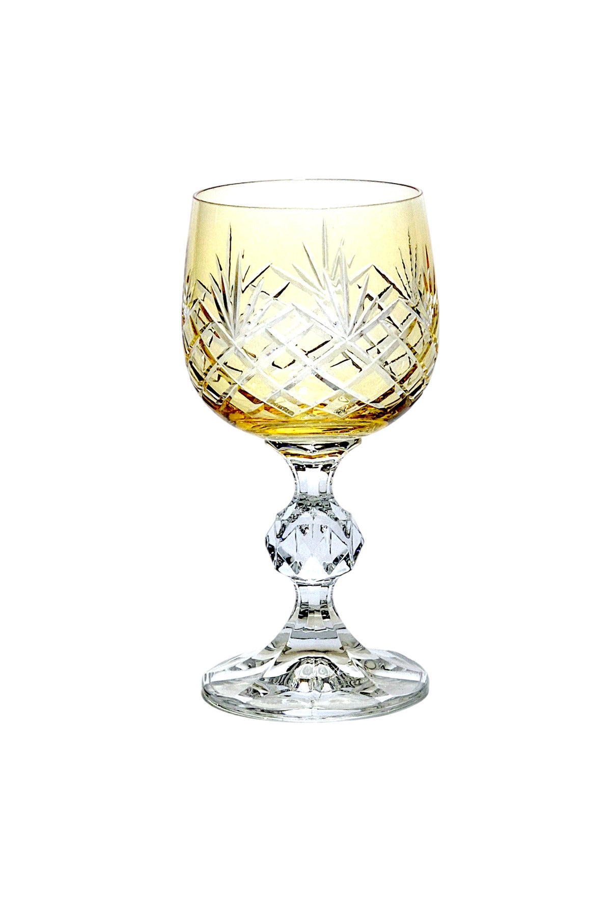 El Yapımı Kristal Dekoratif Bohemia Kristal Püskül Desenli Kristal Ayaklıkahve Yanı Lüks Bardak 150ml