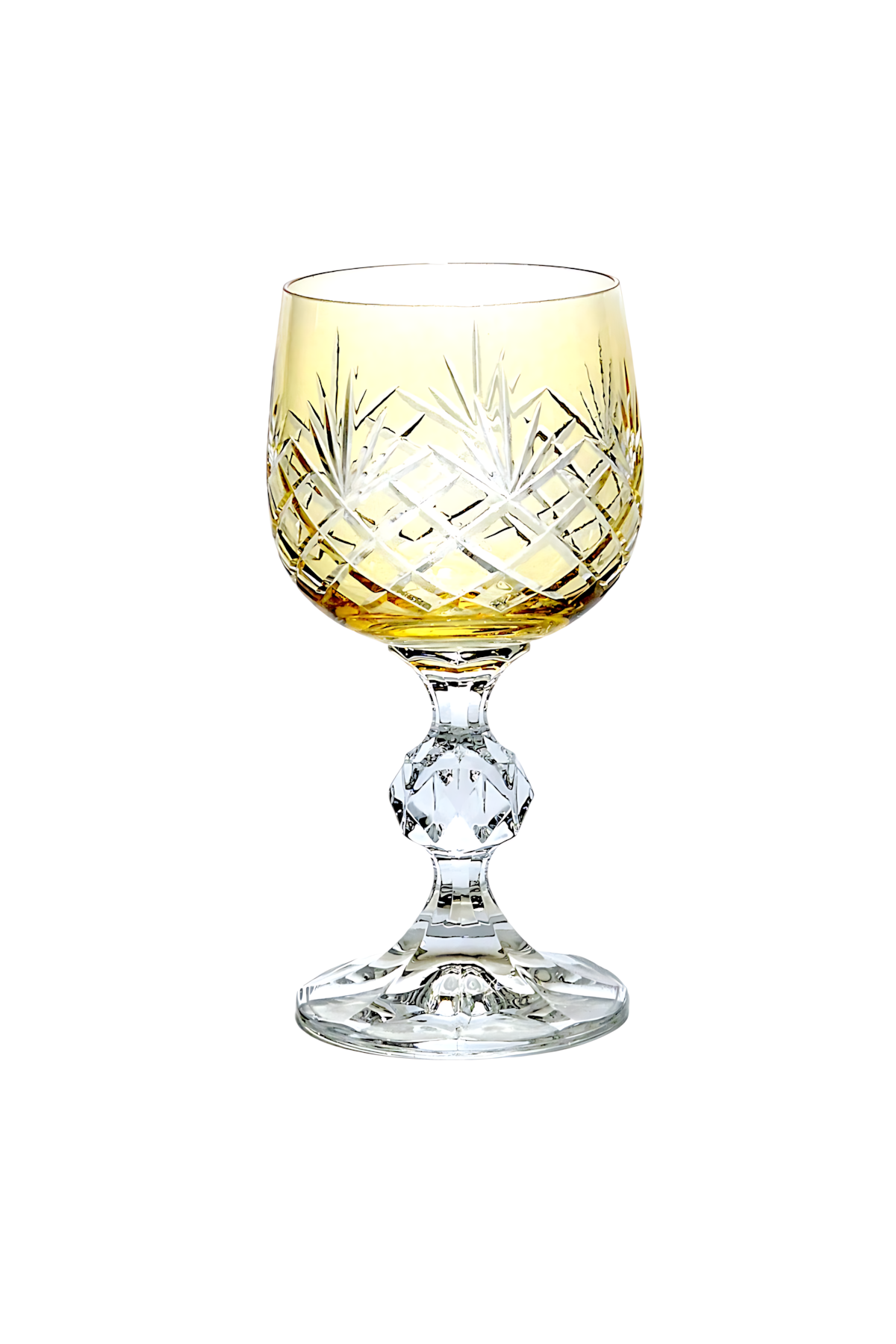 El Yapımı Kristal Dekoratif Bohemia Kristal Püskül Desenli Kristal Ayaklıkahve Yanı Lüks Bardak 150ml