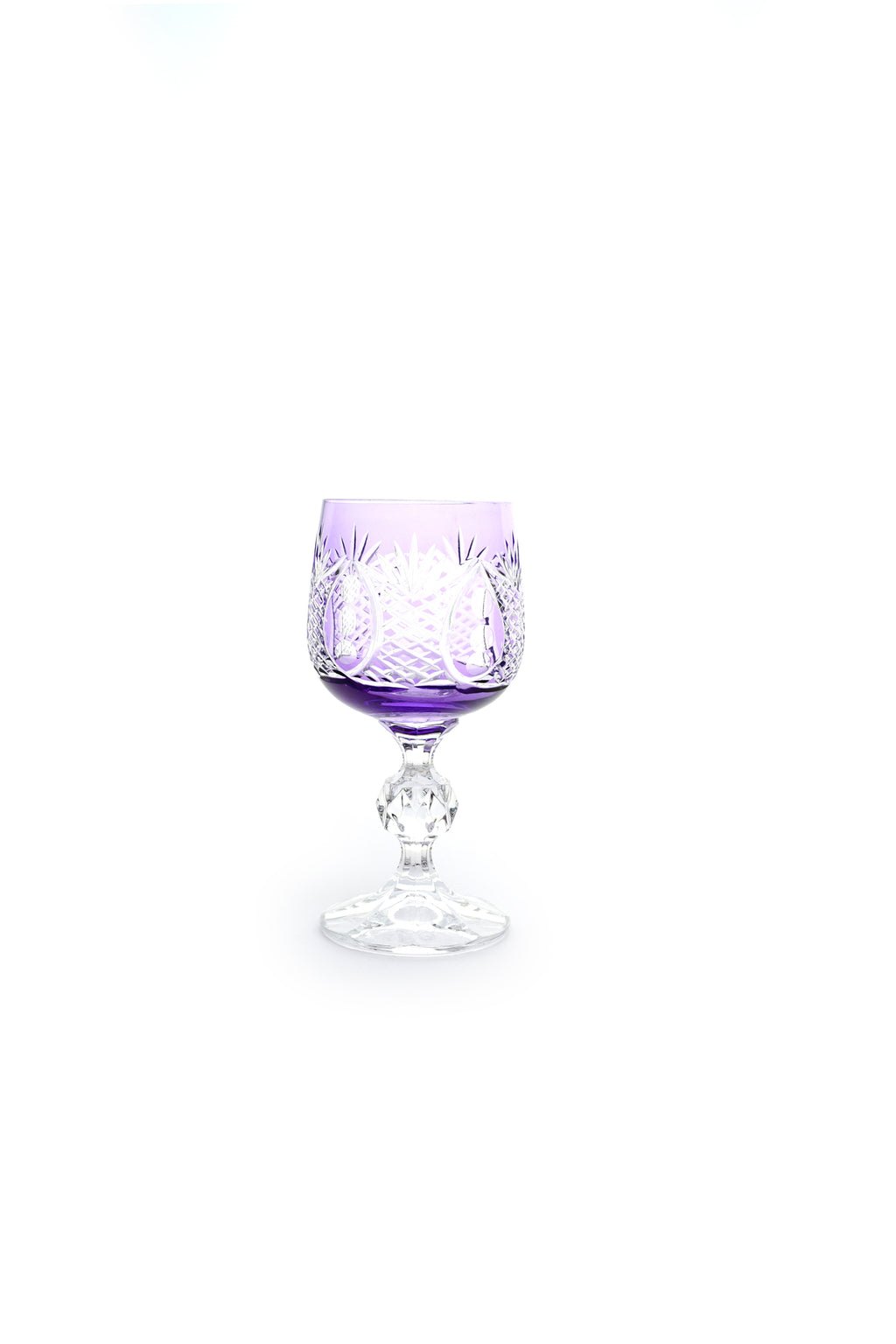 El Yapımı Kristal Dekoratif Bohemia Kristal 6 Parça Ananas Desenli Kristal Ayaklı Bardak 150ml