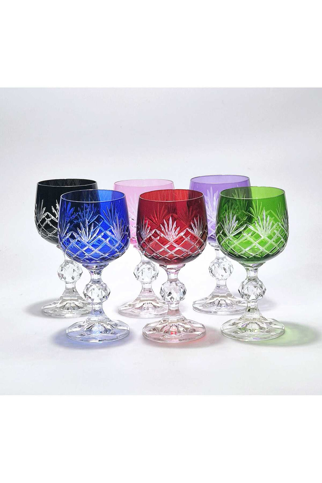 El Yapımı Kristal Dekoratif Bohemia Kristal Püskül Ananas Lüks Desen 6'lı Kristal Kahve Yanı Su Bardağı