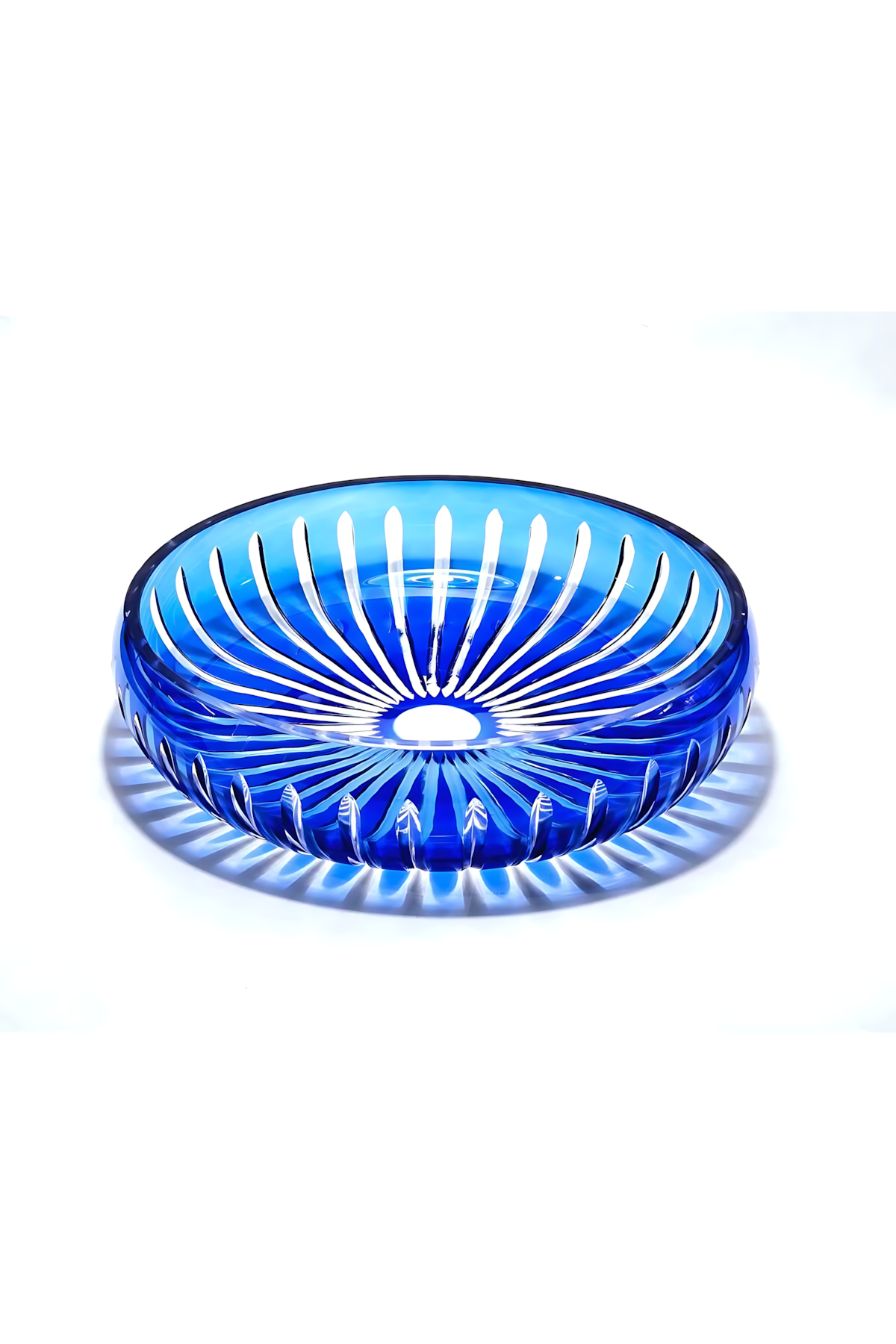 El Yapımı Kristal Dekoratif Vertical Desen 28 Cm Sunumluk Sofra Sunum Kasesi