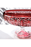 El Yapımı Kristal Dekoratif 28cm Kesme Kristal Paris Kırmızı Ayaklı Kase Milas Desen