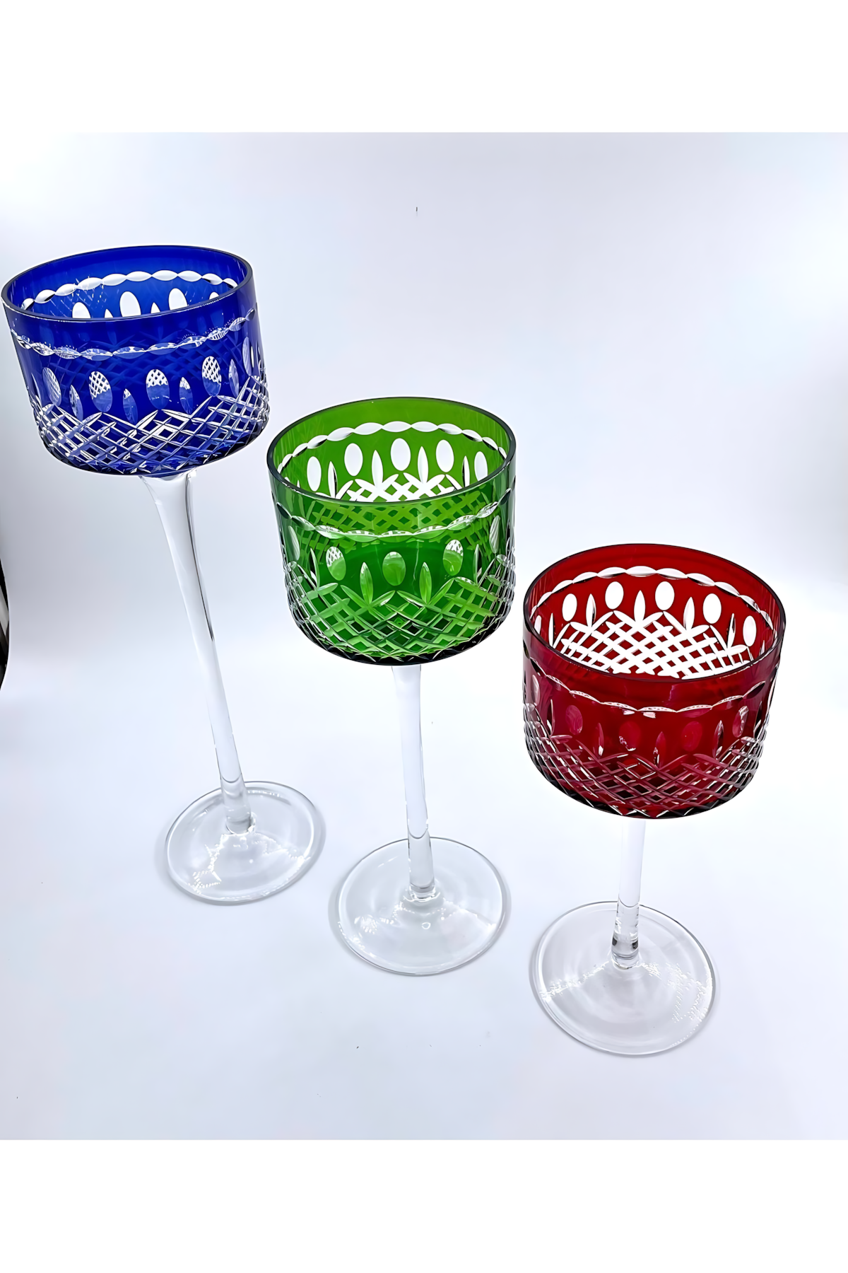 El Yapımı Kristal Dekoratif 3’lü Kristal Renkli Mumluk