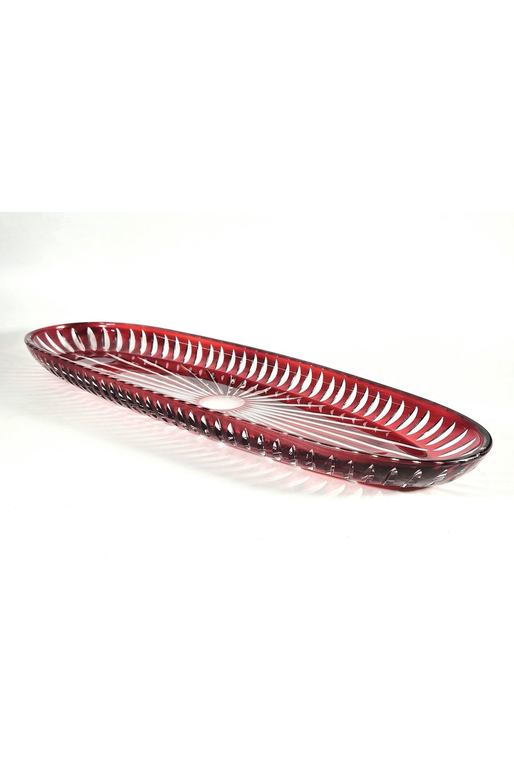 El Yapımı Kristal Dekoratif 50 Cm Büyük Kayık Sunumluk Vertical Desen