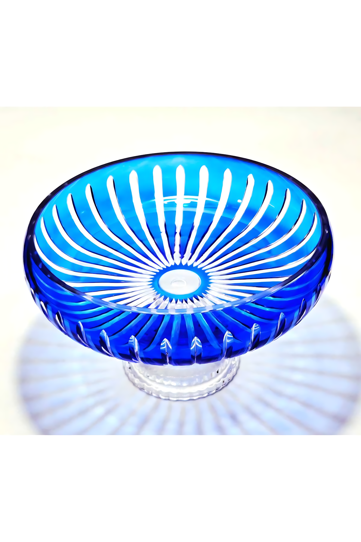 El Yapımı Kristal Dekoratif Vertical Desen 28 Cm Sunumluk Ayaklı Sofra Sunum Kasesi
