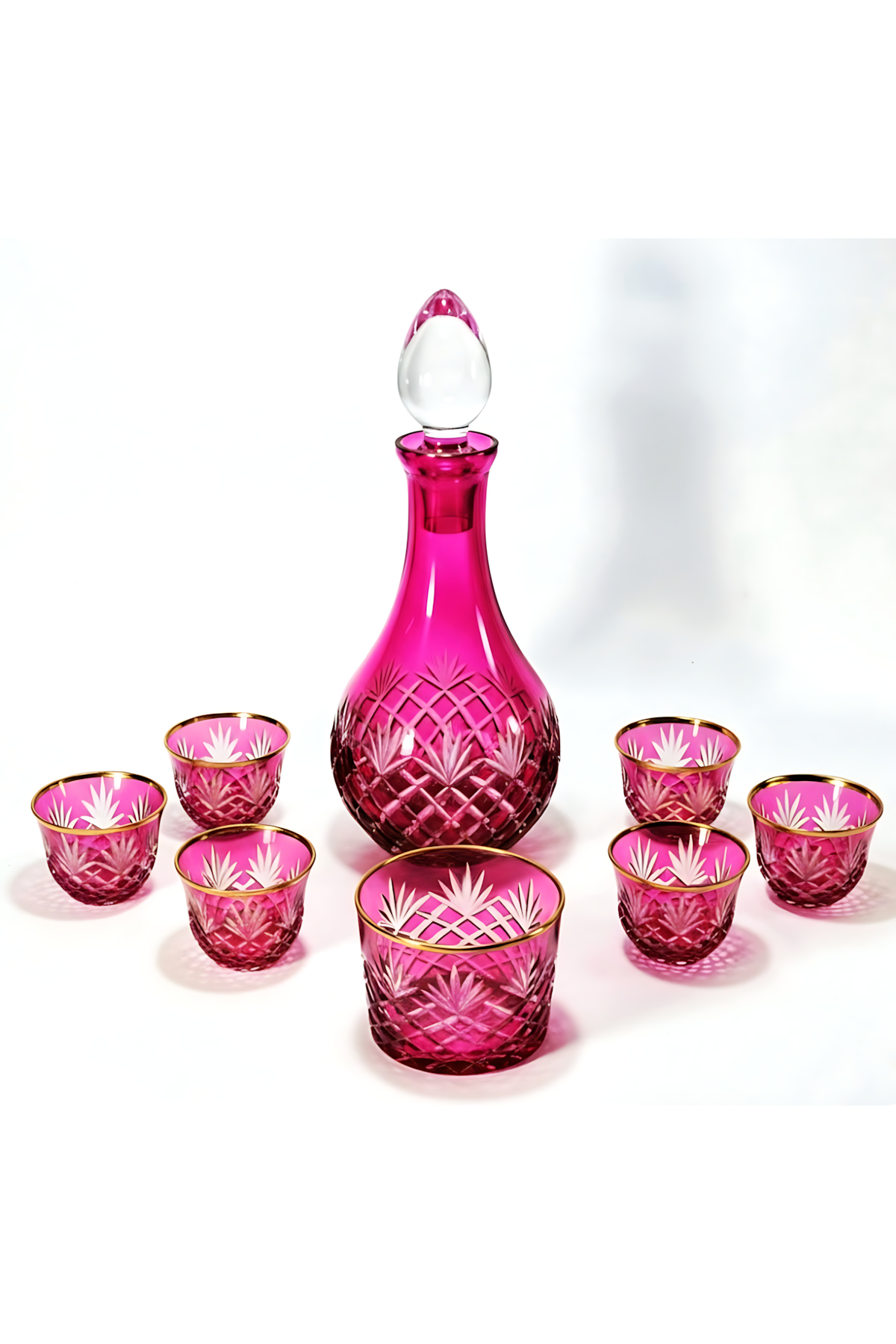 El Yapımı Kristal Dekoratif Zemzem Mıra Takımı Kesme Kristal El İşçiliği Püskül Desen Varaklı