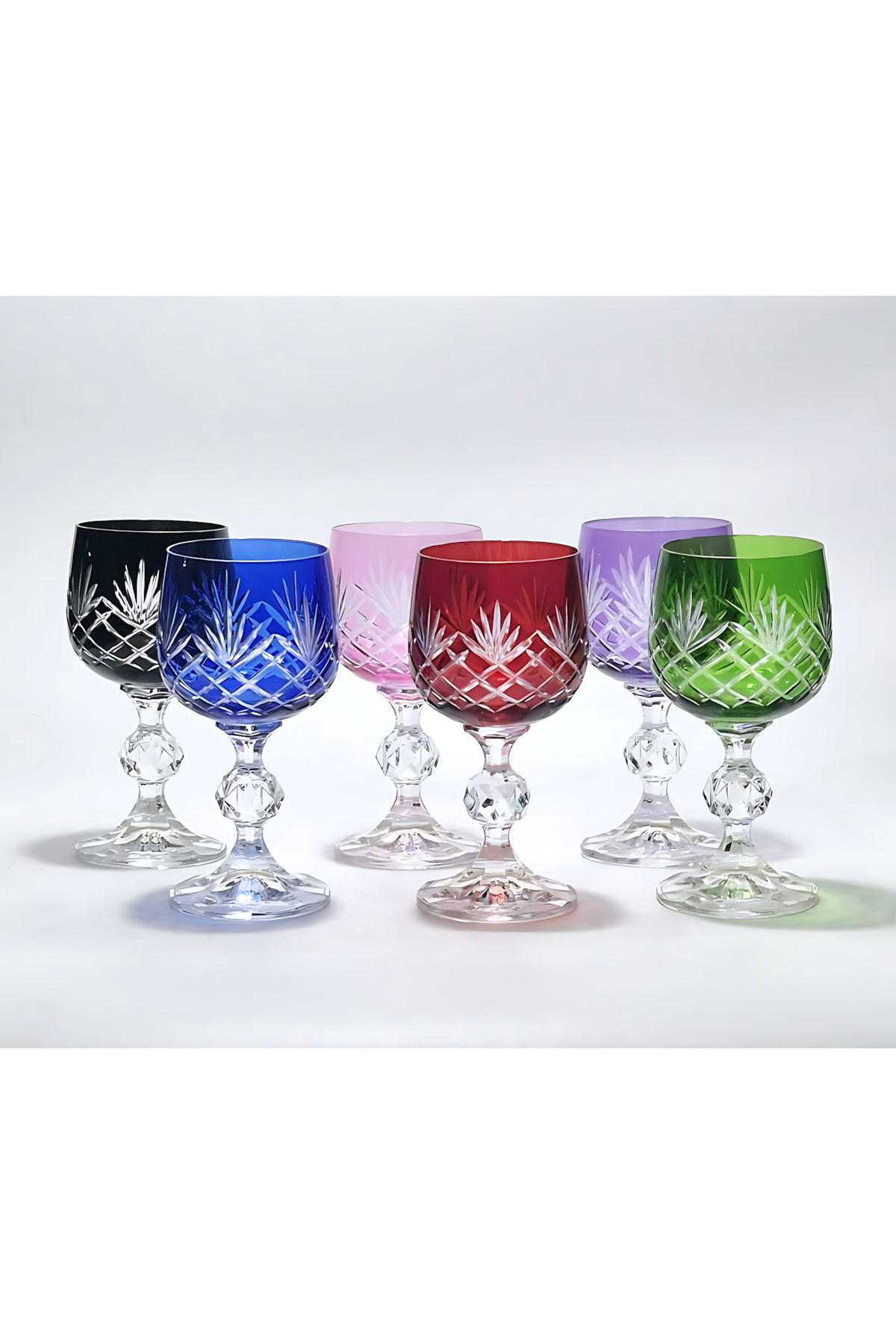 El Yapımı Kristal Dekoratif Bohemia Kristal Püskül Ananas Lüks Desen 6'lı Kristal Kahve Yanı Su Bardağı