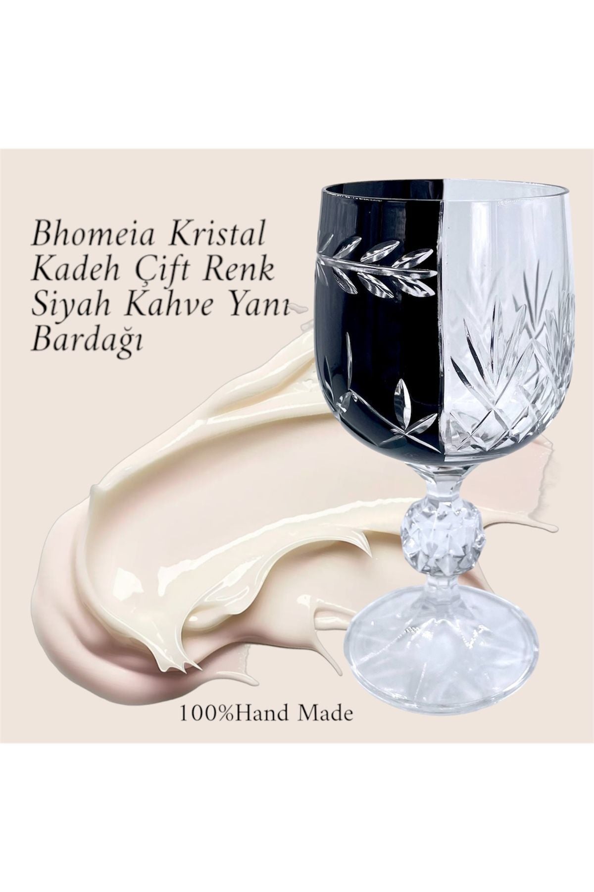 El Yapımı Kristal Dekoratif Bohemia Yeşil Çift Renk Sunumluk Ayaklı Kadeh Kahve Yanı Su Bardağı