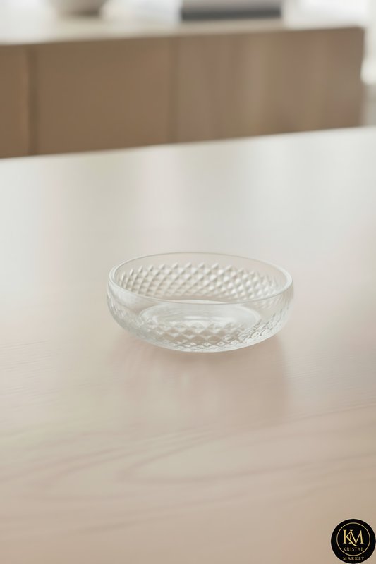 El Yapımı Kristal Dekoratif 28cm Karizma Meyvelik Sunumluk Lüks Kesme Kristal
