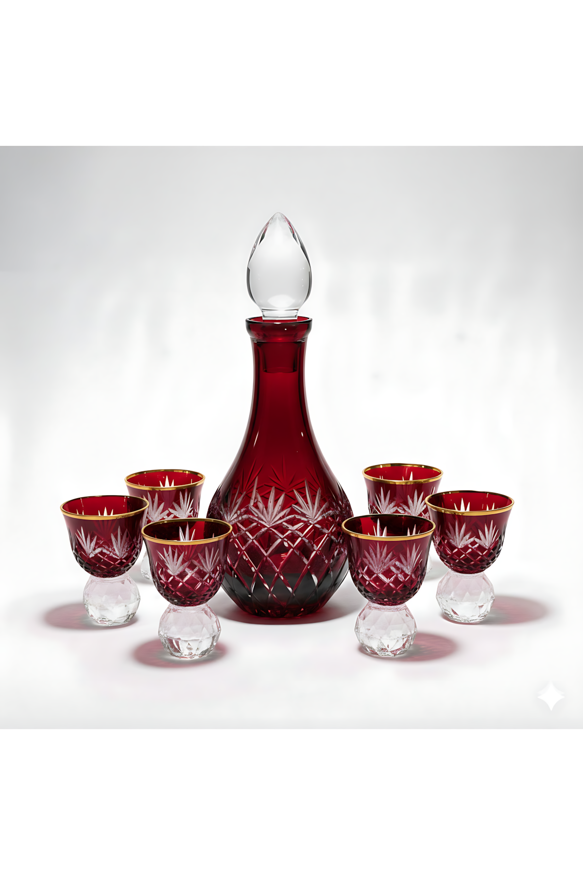 El Yapımı Kristal Dekoratif Zemzem Mıra Takımı Kristal Taşlı Püskül Desen 6lı