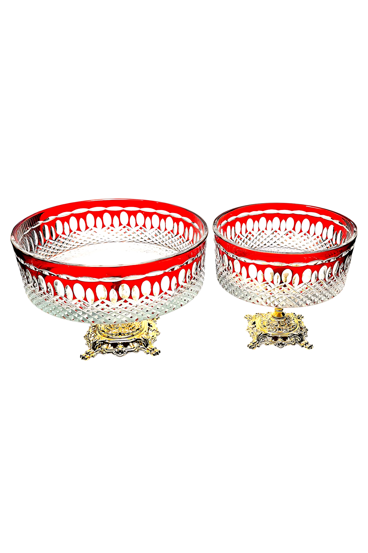El Yapımı Kristal Dekoratif Royal Desen Lüks Ayaklı Meyvelik Sunumluk 25-19cm