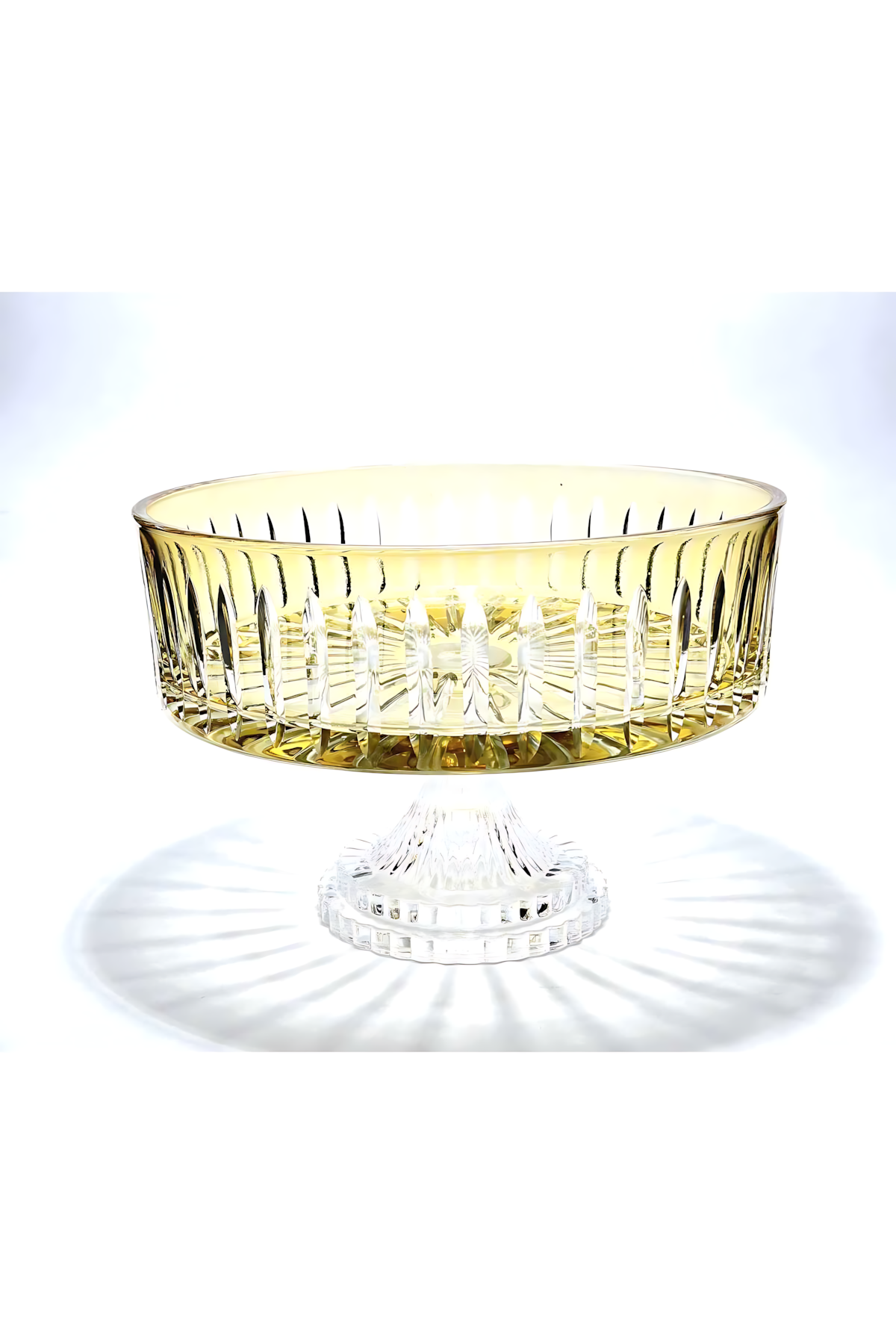 El Yapımı Kristal Dekoratif Sofra Kase Sunumluk Meyvelik 25cm Vertical Desen