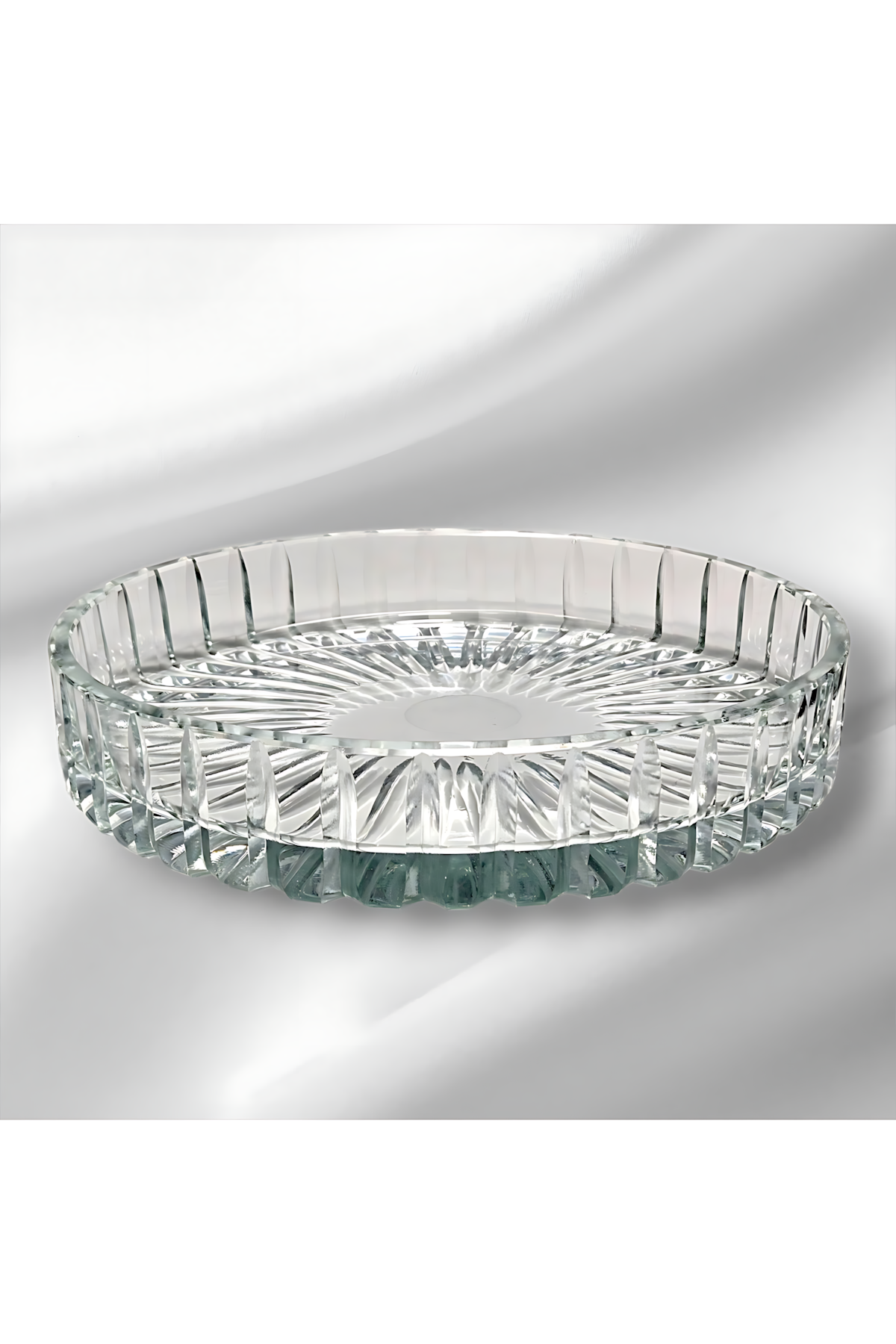 El Yapımı Kristal Dekoratif Vertical Kesim 25 Cm Sunumluk Kase