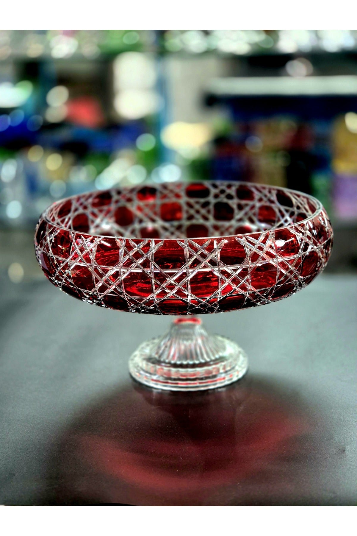El Yapımı Kristal Dekoratif 28cm Meyvelik Nilüfer Petek