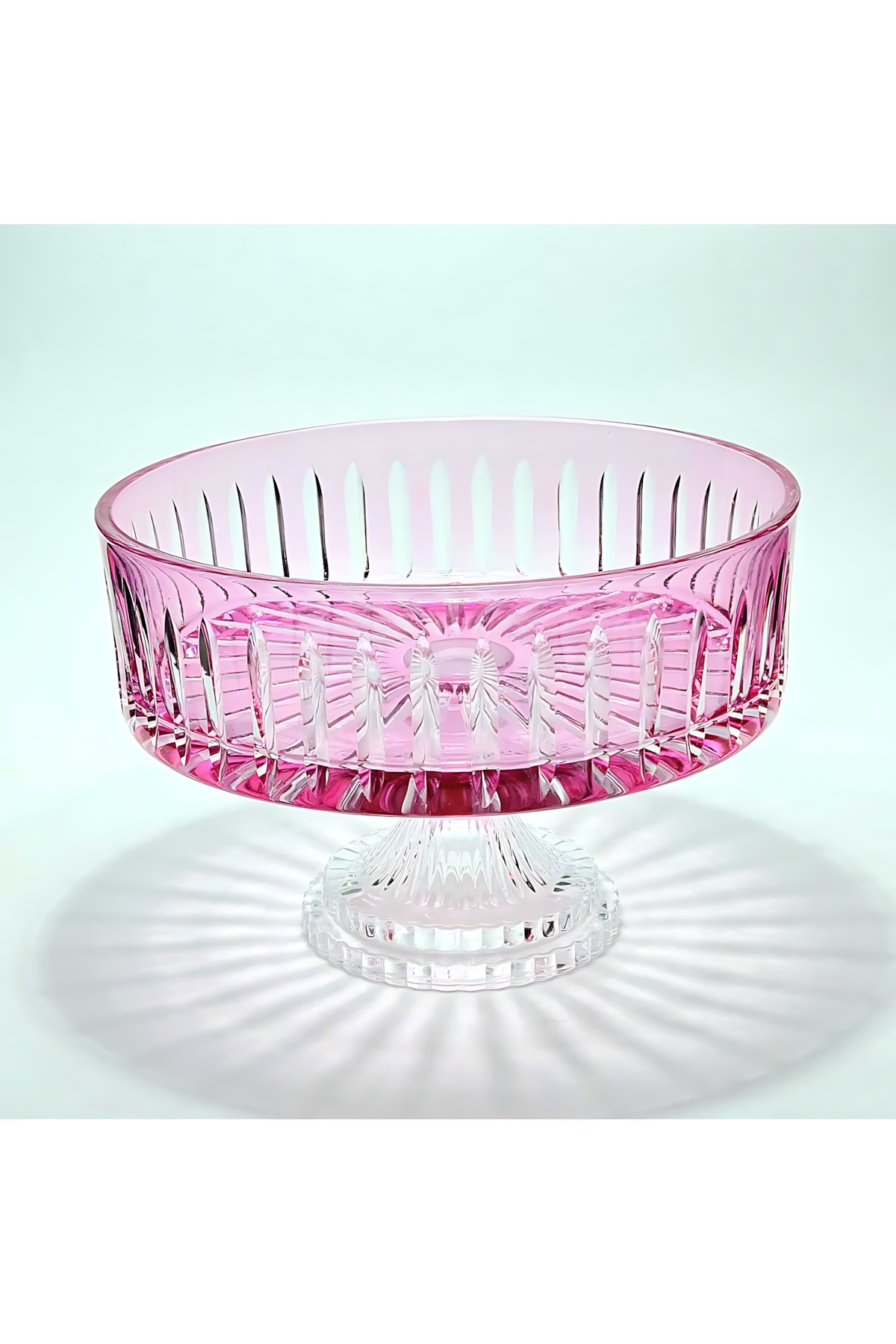 El Yapımı Kristal Dekoratif Sofra Kase Sunumluk Meyvelik 25cm Vertical Desen