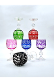 El Yapımı Kristal Dekoratif Bohemia Kristal Kahve Yanı Su Kadehi 6'lı 150ml Milas Desen