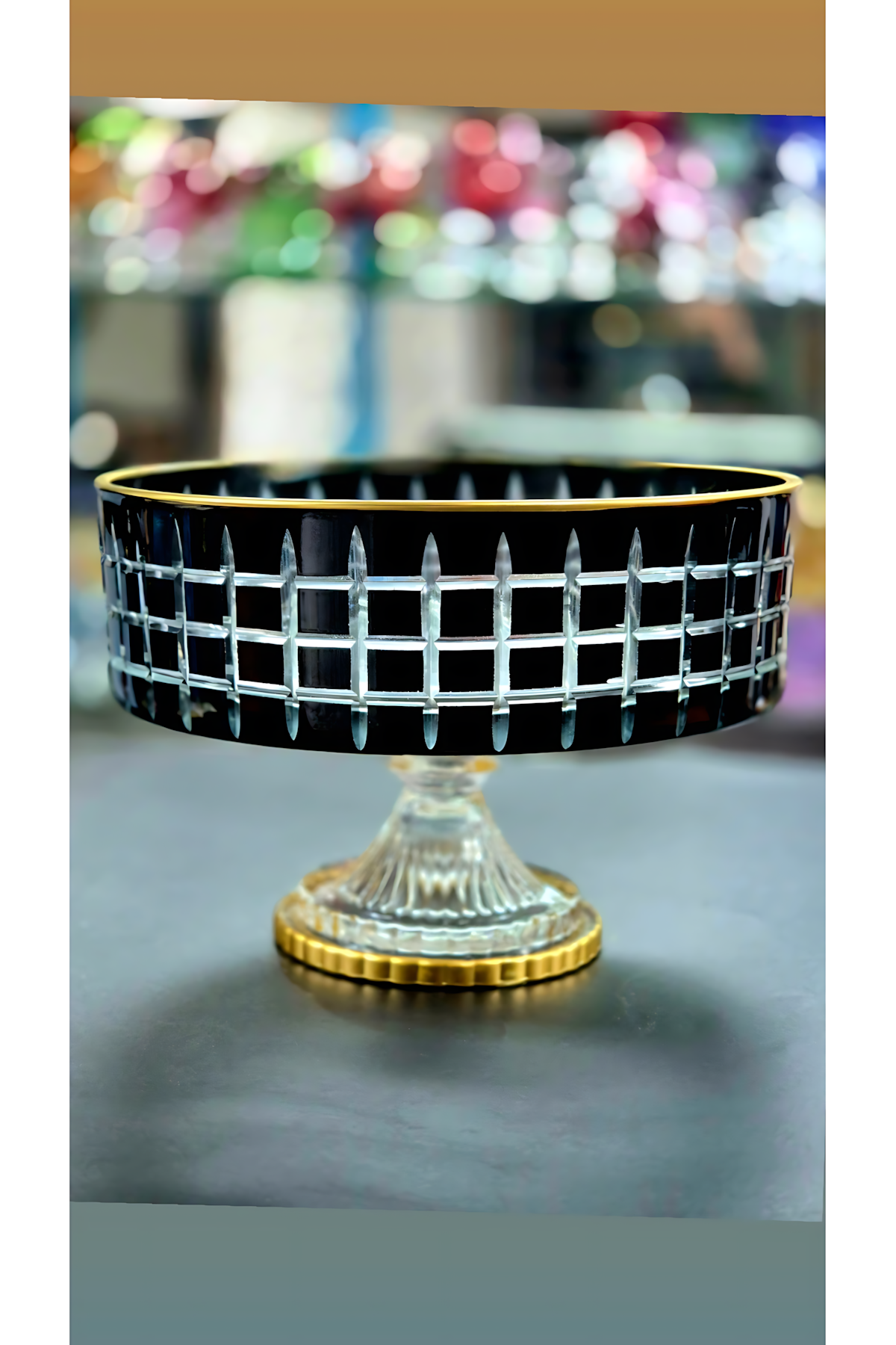 El Yapımı Kristal Dekoratif 25cm Ayaklı Kare