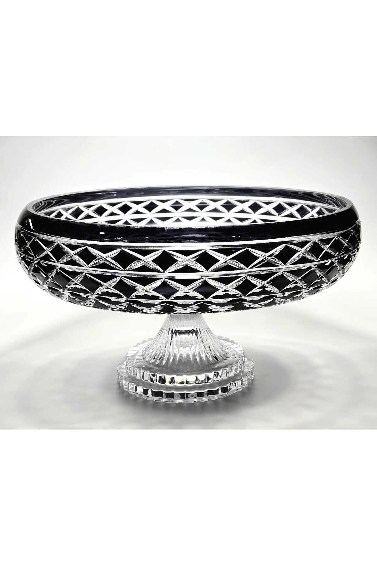 El Yapımı Kristal Dekoratif Bodrum Oval Desen 28 Cm Sunumluk Sofra Sunum Kasesi