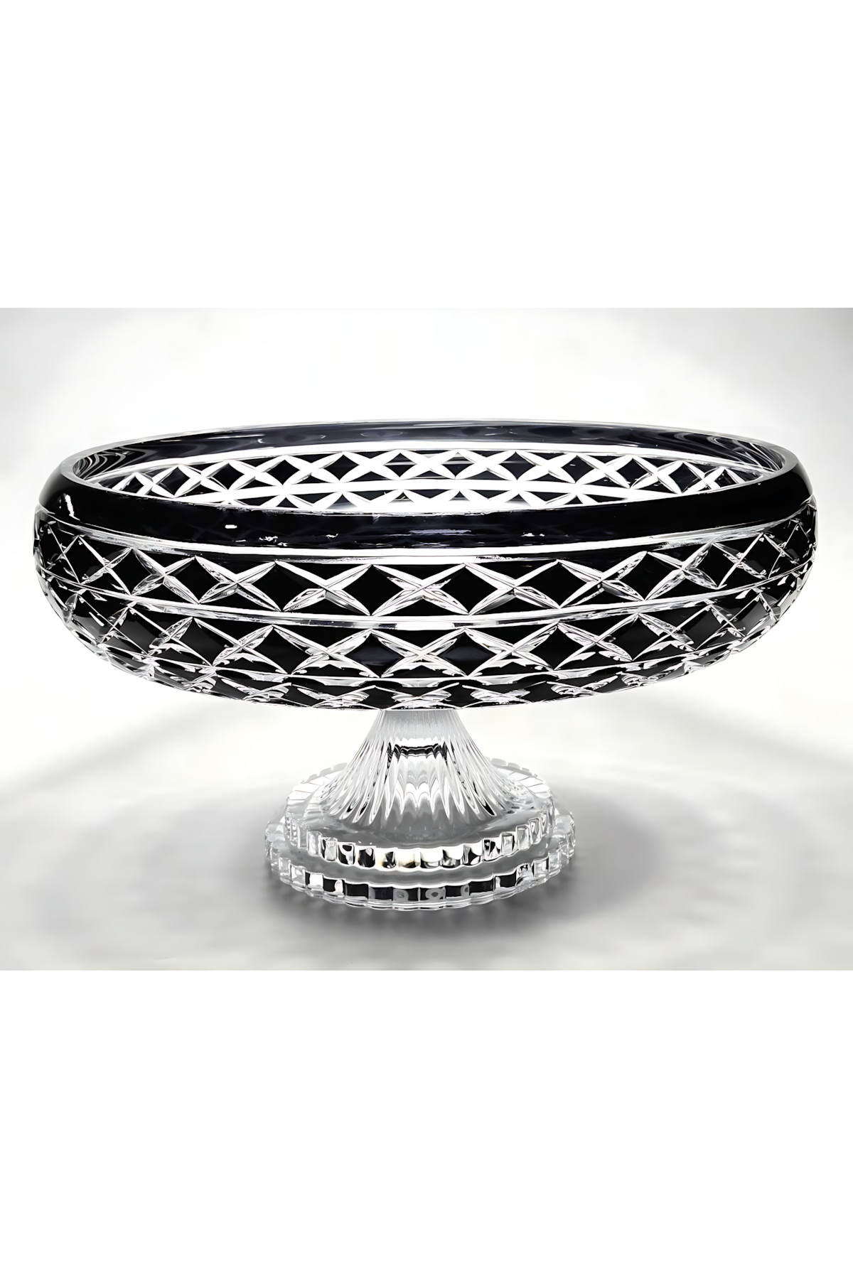 El Yapımı Kristal Dekoratif Bodrum Oval Desen 28 Cm Sunumluk Sofra Sunum Kasesi