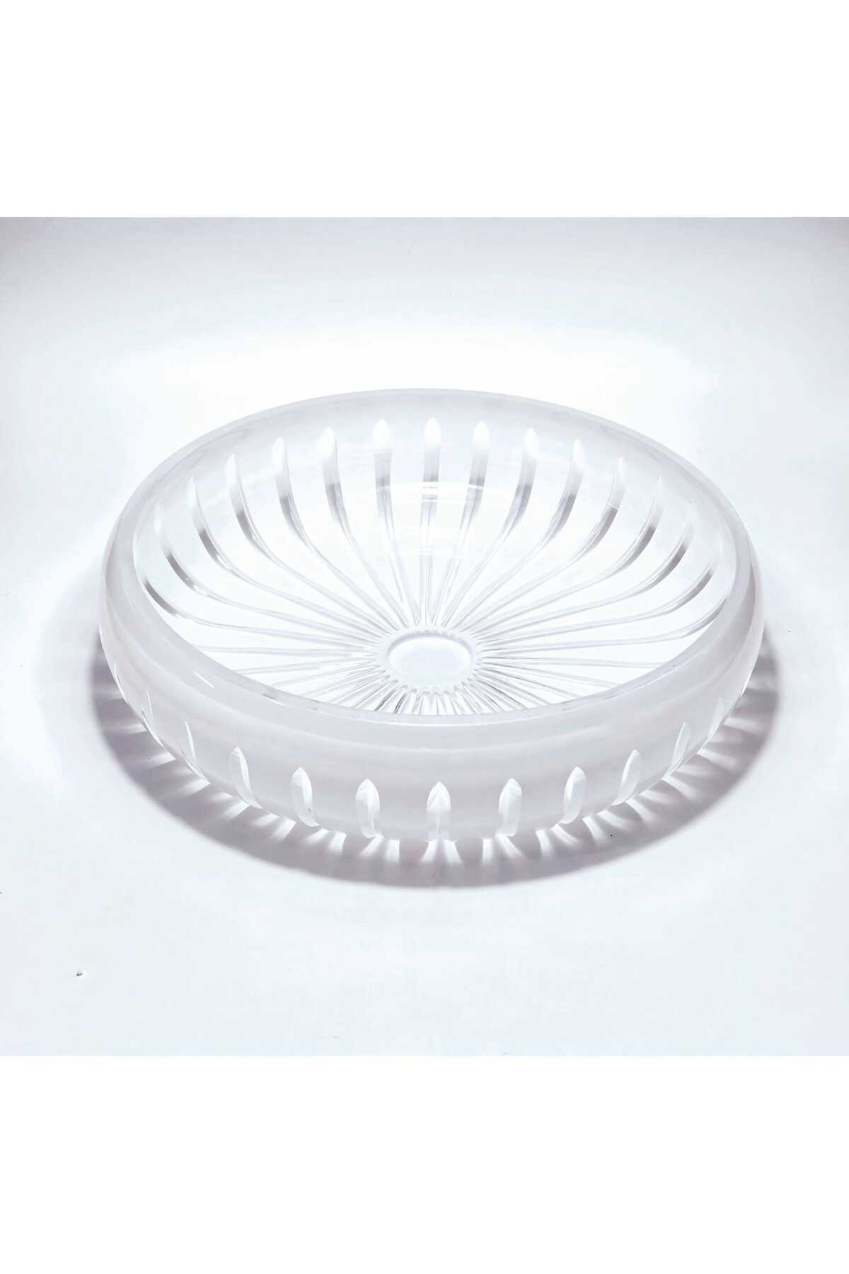 El Yapımı Kristal Dekoratif Vertical Desen 28 Cm Sunumluk Sofra Sunum Kasesi