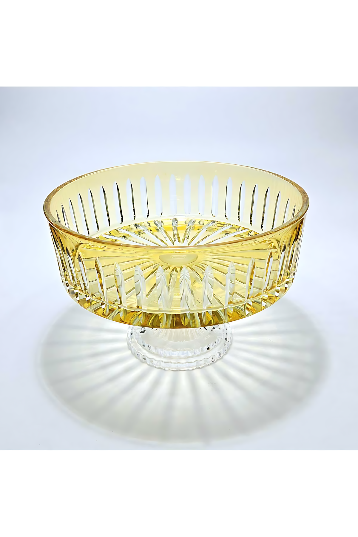 El Yapımı Kristal Dekoratif Sofra Kase Sunumluk Meyvelik 25cm Vertical Desen