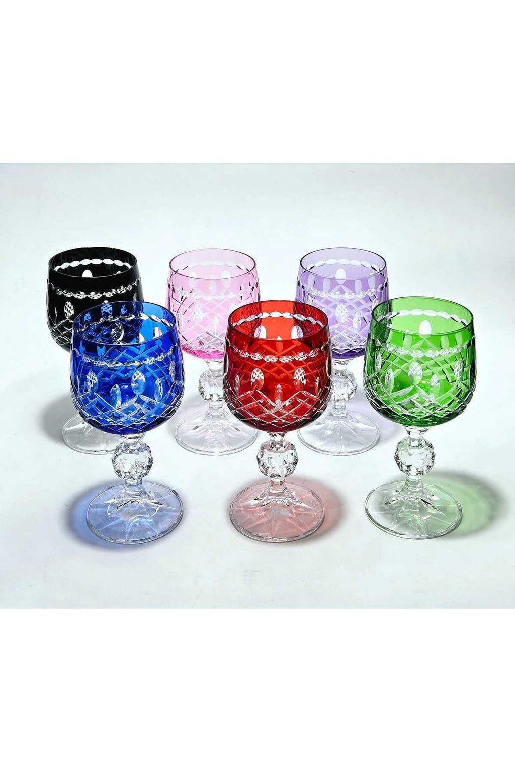 El Yapımı Kristal Dekoratif 6'lı Bohemia Kristal 150ml Lüks Kahve Yanı Su Bardağı Royal Desen