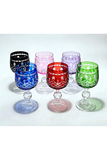 El Yapımı Kristal Dekoratif 6'lı Bohemia Kristal 150ml Lüks Kahve Yanı Su Bardağı Royal Desen