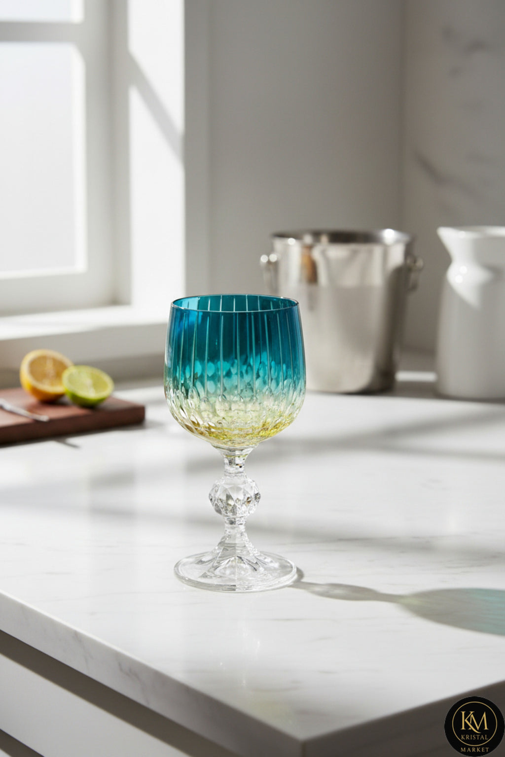 El Yapımı Kristal Dekoratif Ayaklı Lüks Bardak 6'lı Set