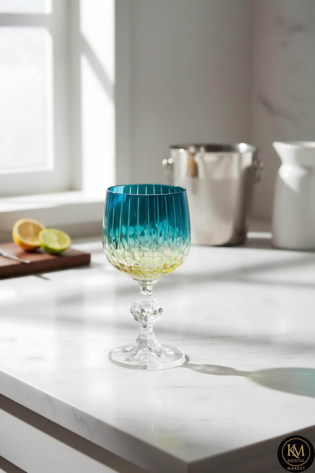 El Yapımı Kristal Dekoratif Ayaklı Lüks Bardak 6'lı Set