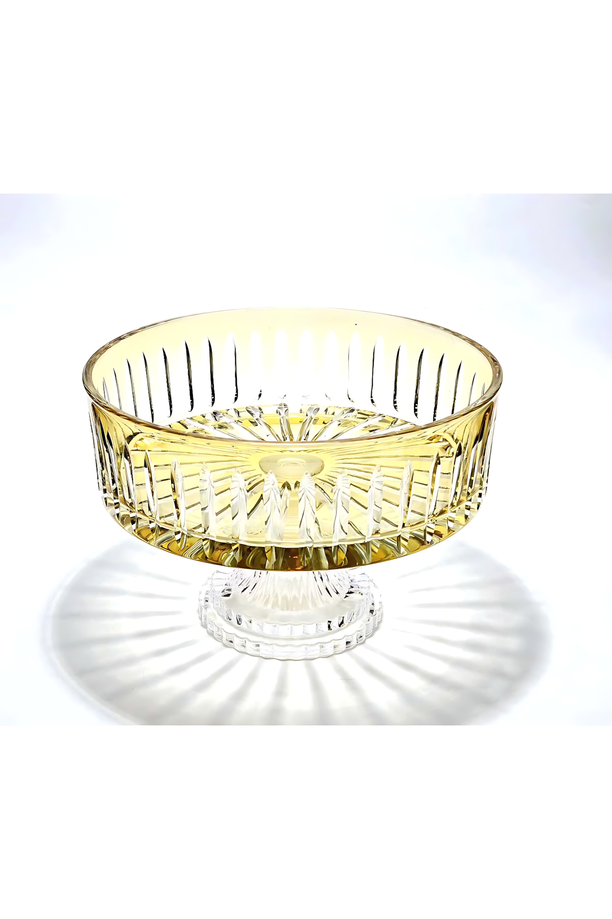 El Yapımı Kristal Dekoratif Sofra Kase Sunumluk Meyvelik 25cm Vertical Desen