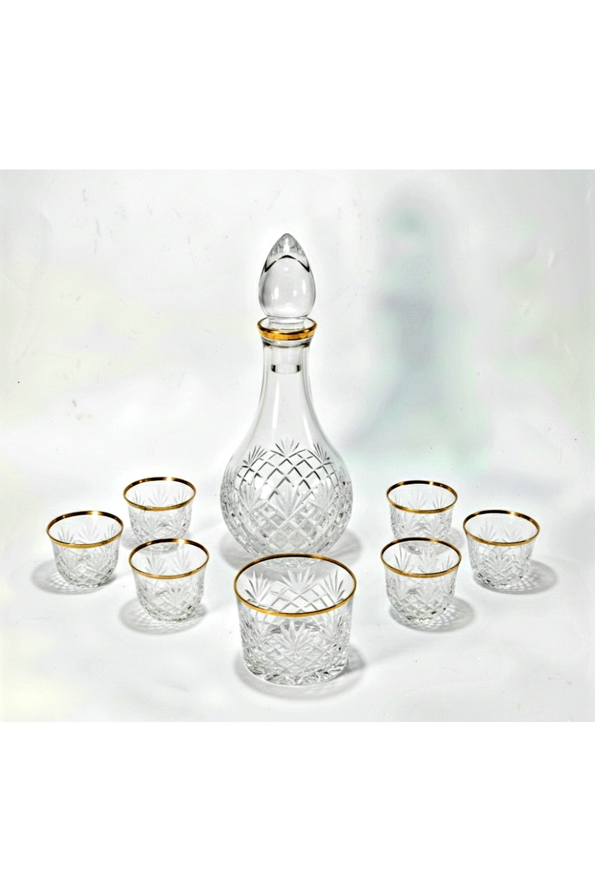 El Yapımı Kristal Dekoratif Zemzem Mıra Takımı Kesme Kristal El İşçiliği Püskül Desen Varaklı