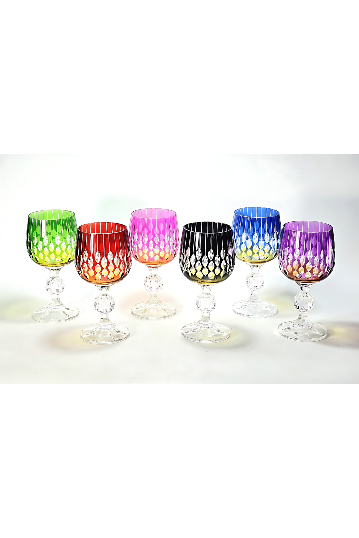 El Yapımı Kristal Dekoratif Bohemia Kristal Neon Damla Kahve Yanı Su Bardağı