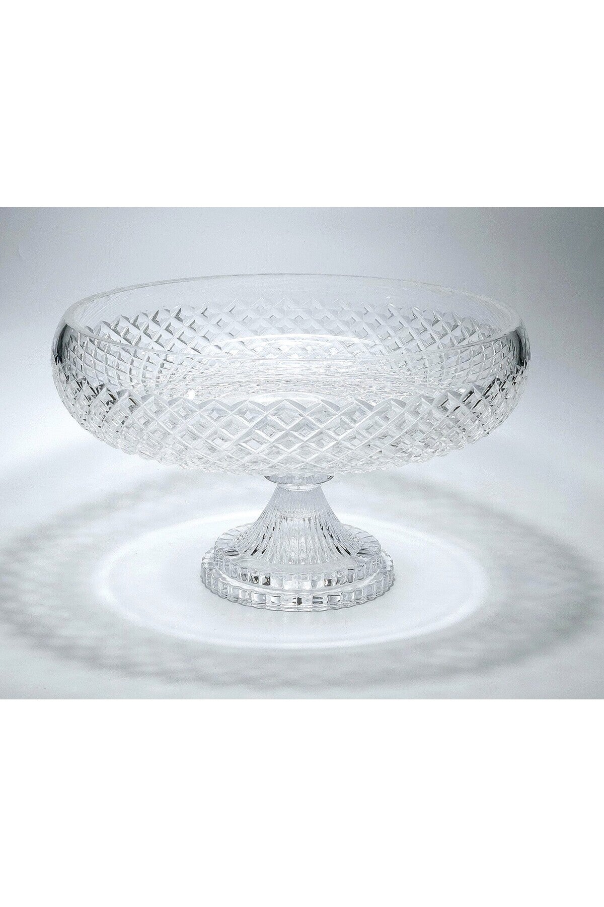 El Yapımı Kristal Dekoratif 28cm Karizma Ayaklı Meyvelik Sunumluk Lüks Kesme Kristal