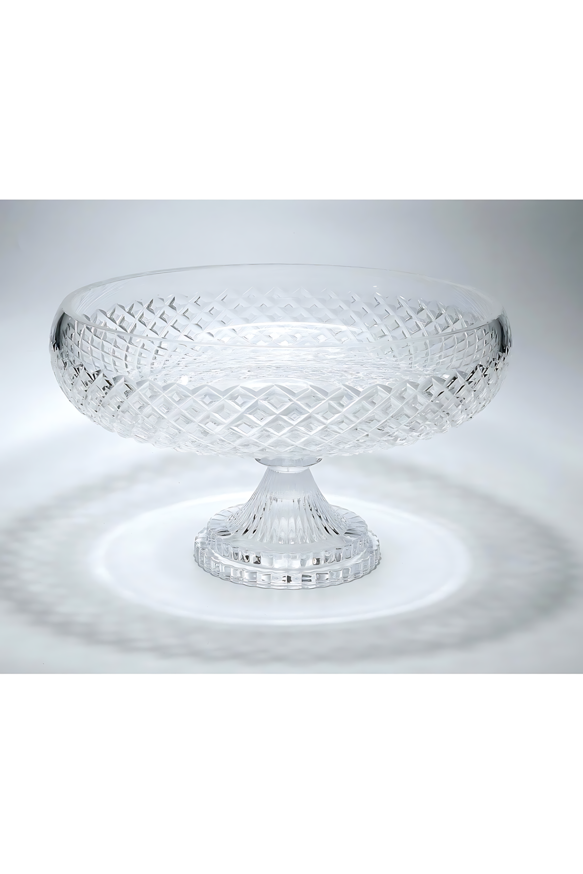 El Yapımı Kristal Dekoratif 28cm Karizma Ayaklı Meyvelik Sunumluk Lüks Kesme Kristal