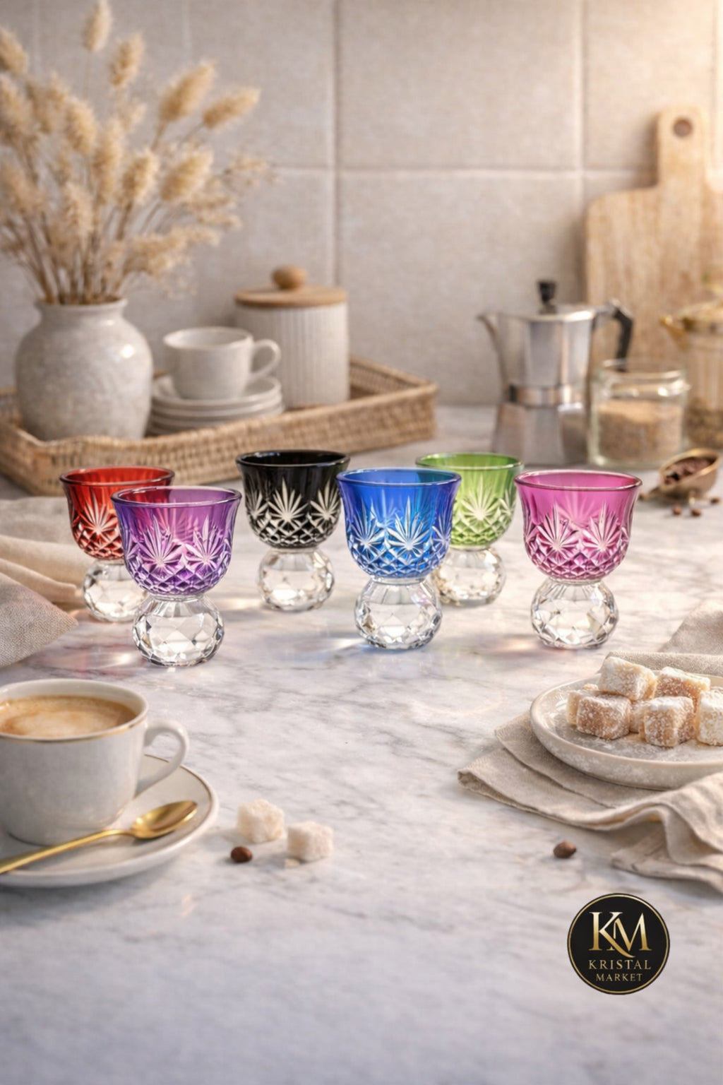 El Yapımı Kristal Dekoratif Mırra Lokumluk Zemzem Kristal Taşlı
