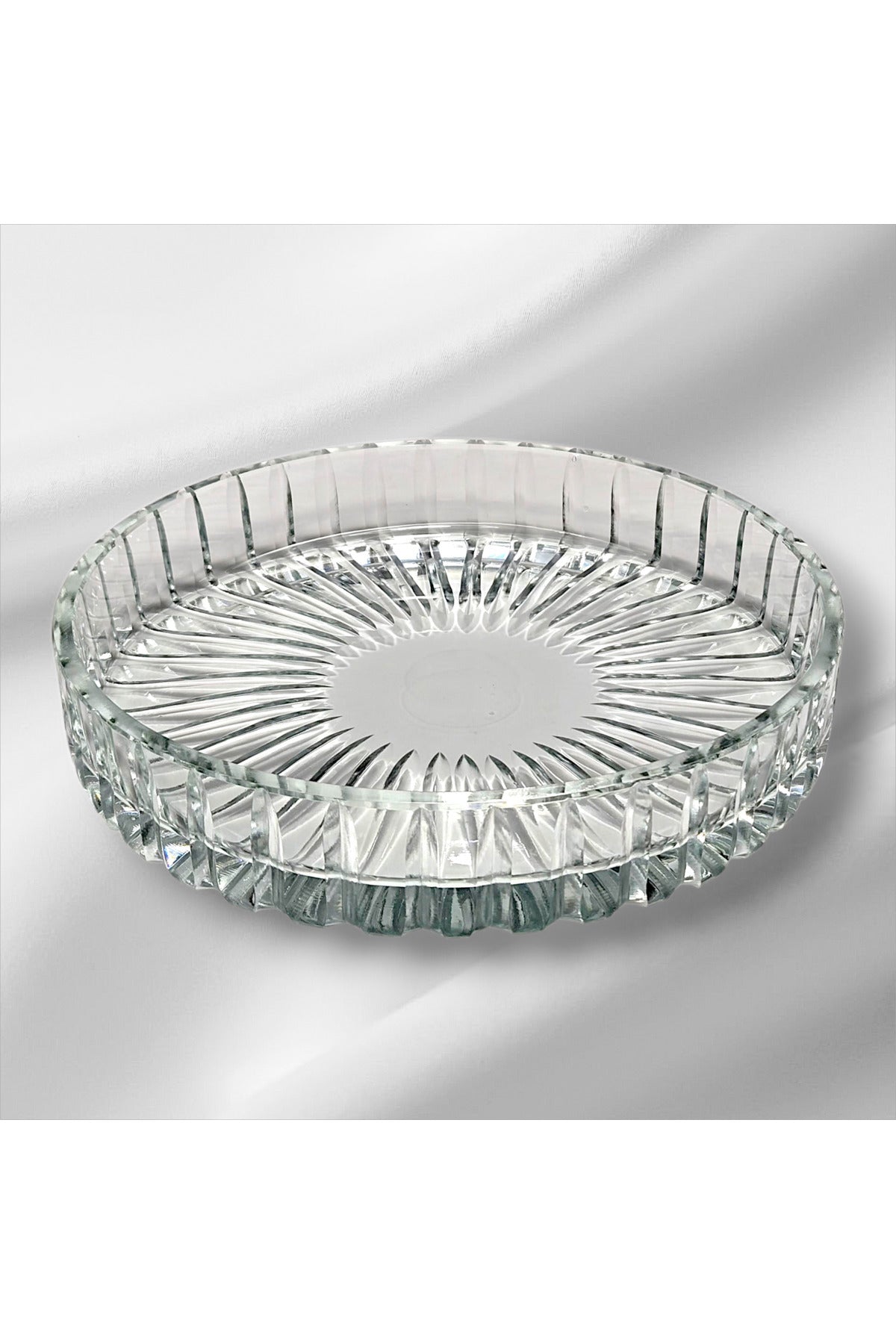 El Yapımı Kristal Dekoratif Vertical Kesim 25 Cm Sunumluk Kase