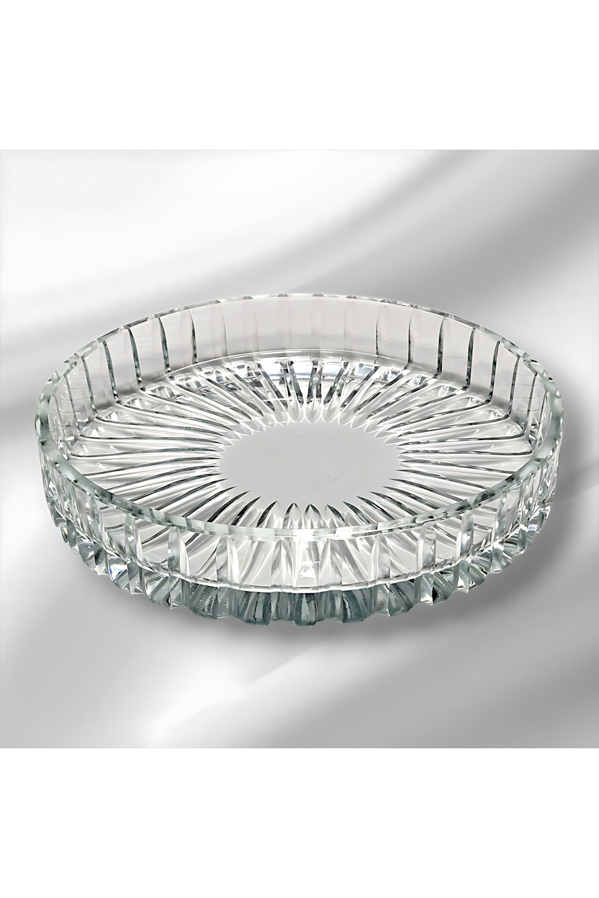 El Yapımı Kristal Dekoratif Vertical Kesim 25 Cm Sunumluk Kase