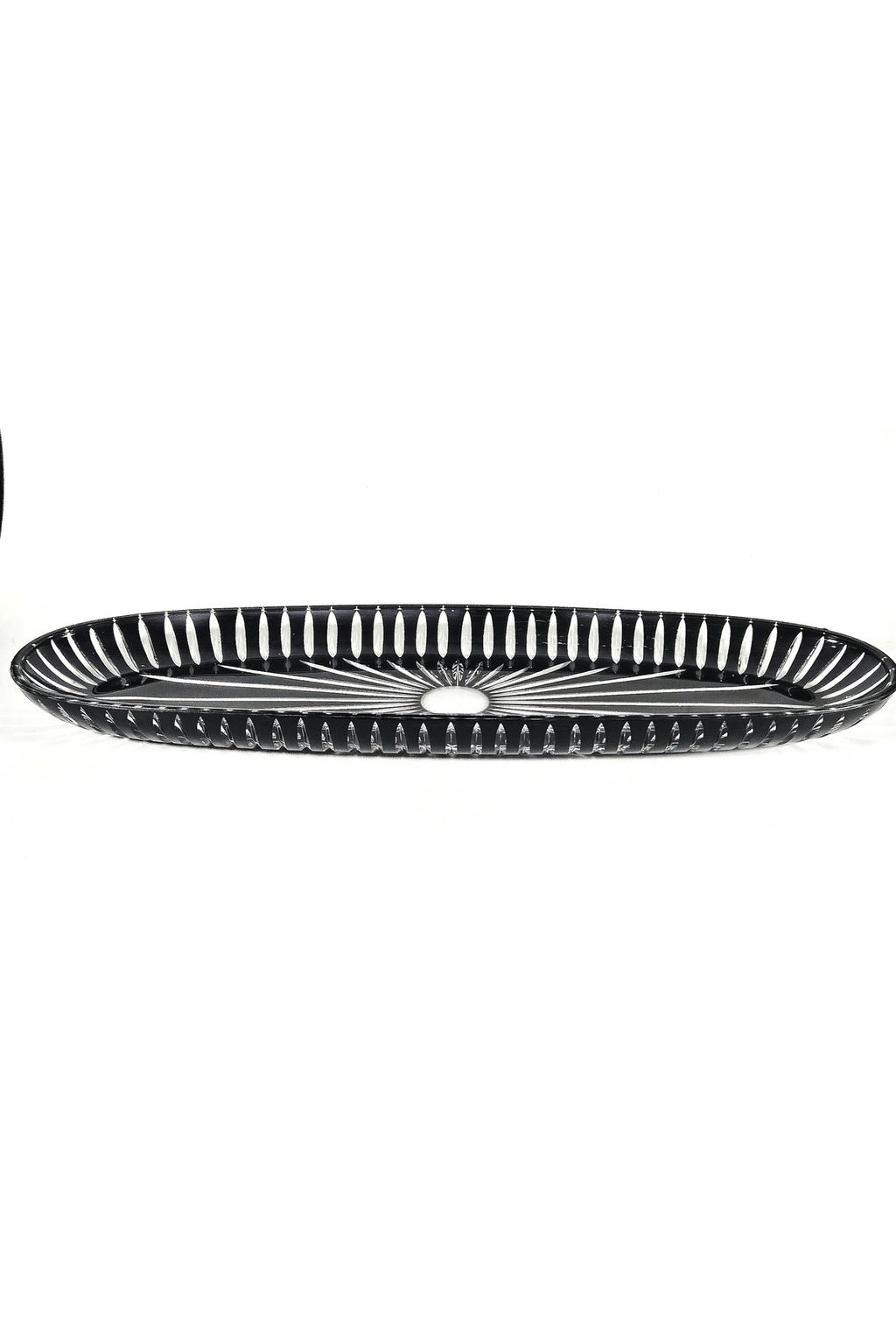 El Yapımı Kristal Dekoratif 50 Cm Büyük Kayık Sunumluk Vertical Desen