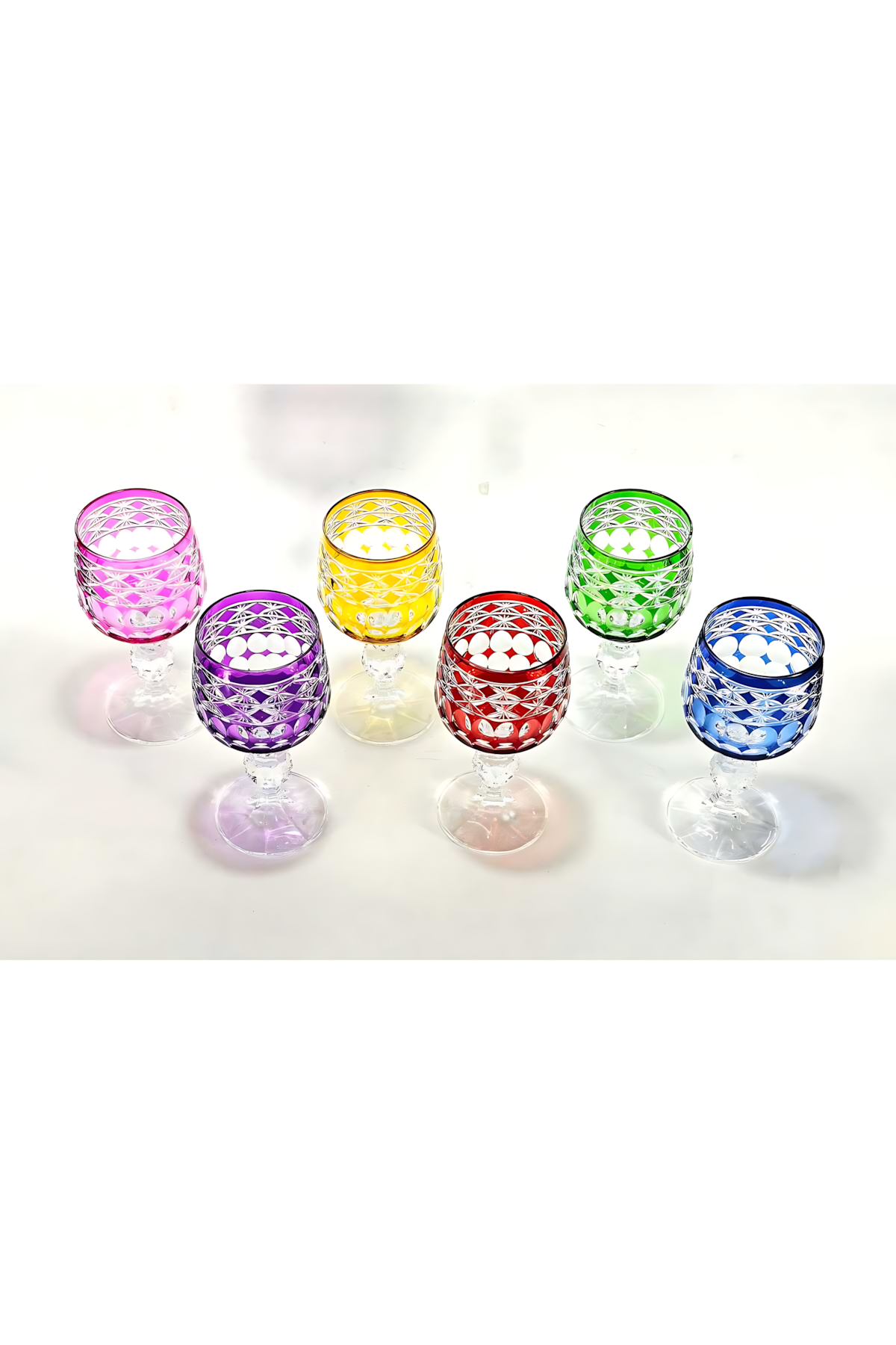 El Yapımı Kristal Dekoratif Bohemia Crystal Haven Desen Özel Tasarım Avangart Bardak Seti 6'lı