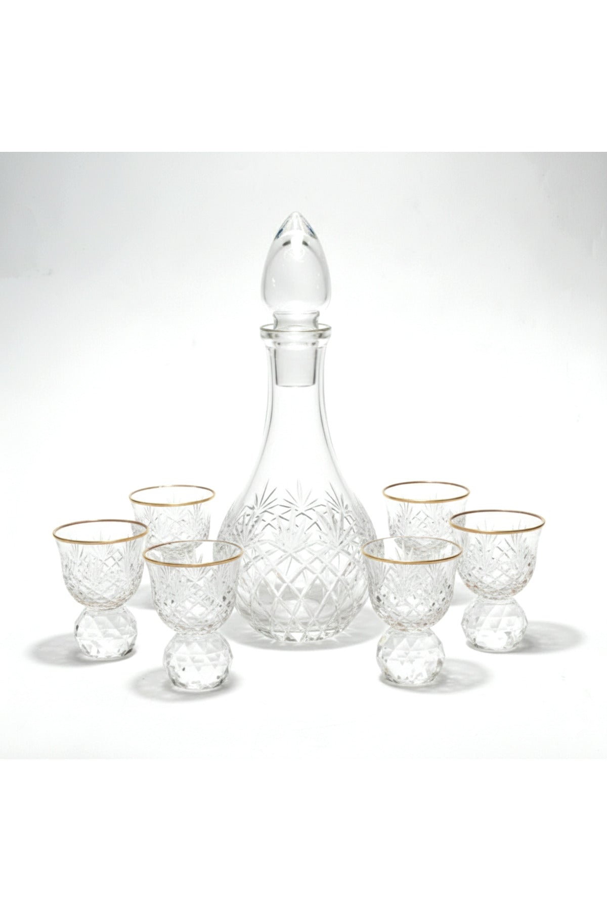 El Yapımı Kristal Dekoratif Zemzem Mıra Takımı Kristal Taşlı Püskül Desen 6lı