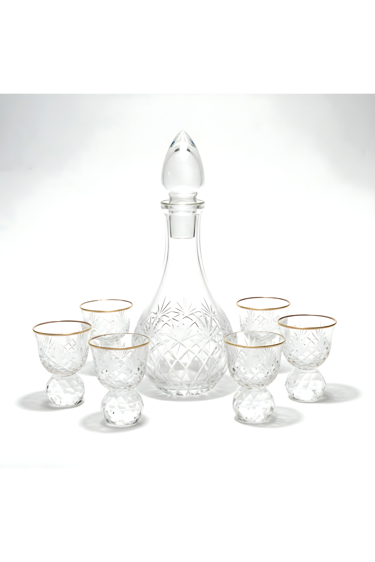 El Yapımı Kristal Dekoratif Zemzem Mıra Takımı Kristal Taşlı Püskül Desen 6lı